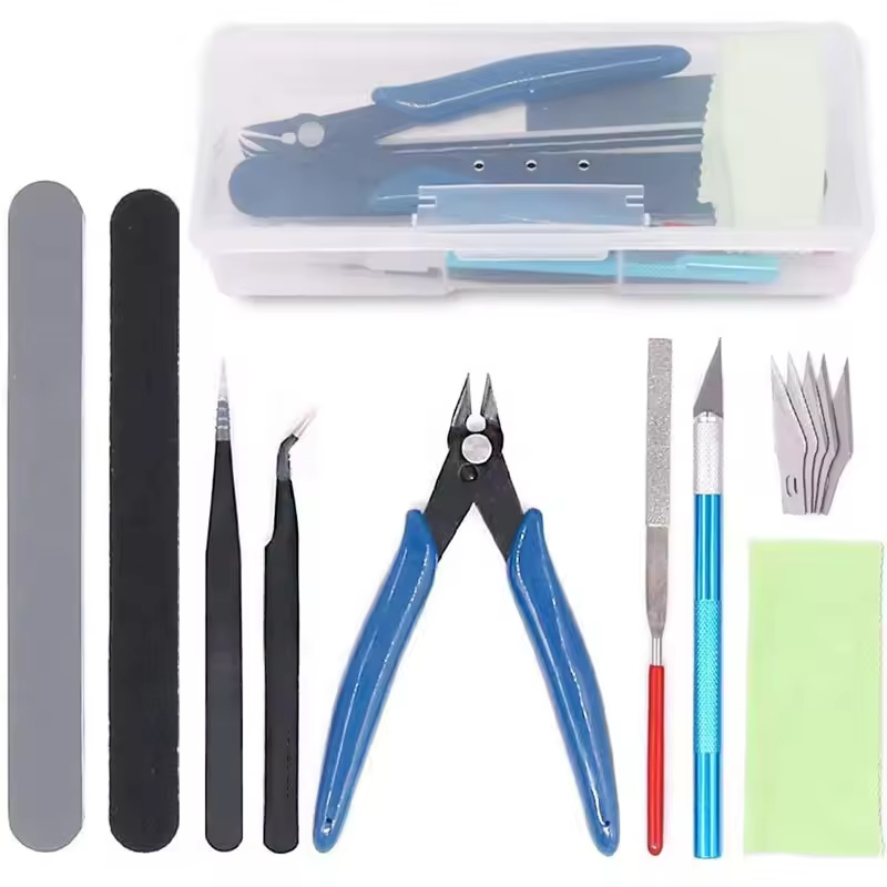 Model Kit Clipper - 9-teiliges Modellbau-Werkzeugset, Basis-Montageset mit Zange, Pinzette,
